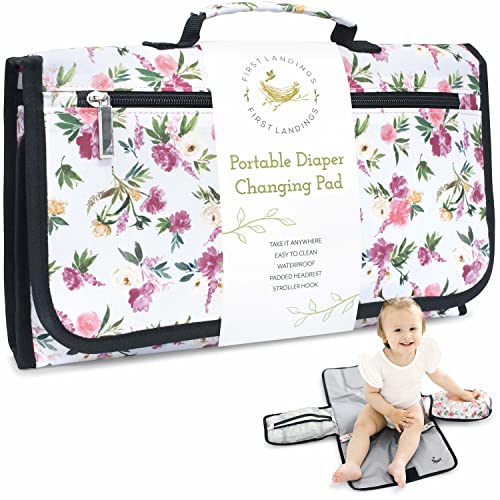 Portable Diaper Changing Pad for Babies - Waterproof Travel Changing Mat with Wipe Holder - Compact Foldable Baby Changing Station (Grey) - Perfect for On-the-Go Parents, Airplane Travel & Nursery Use
