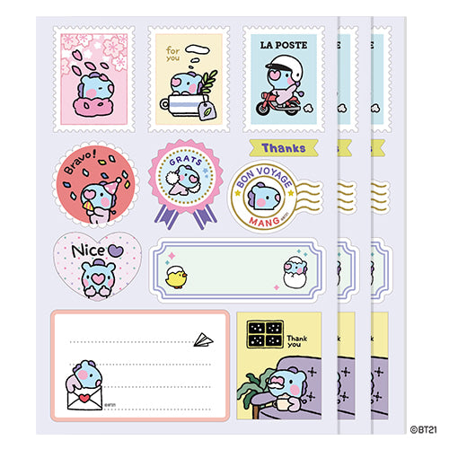 BT21 Mini Removable Gift Stickers - Cute Korean Character Vinyl Decals for Laptops, Phones & DIY Crafts - Perfect for Scrapbooking, Journaling & Party Decorations