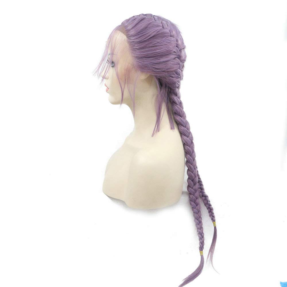 Purple Braided Wigs with Baby Hair - High Temp Synthetic Lace Front Wigs for Women | Lilac Lavender Natural 2x Twist Double Braids | Perfect for Drag Queens, Cosplay & Everyday Glam