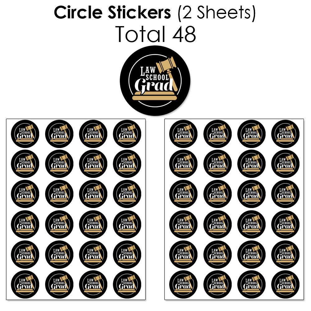 Law School Graduation Candy Wrappers & Stickers Kit - 304-Piece Future Lawyer Party Favors for Graduation Celebrations, Gifts, and School Events