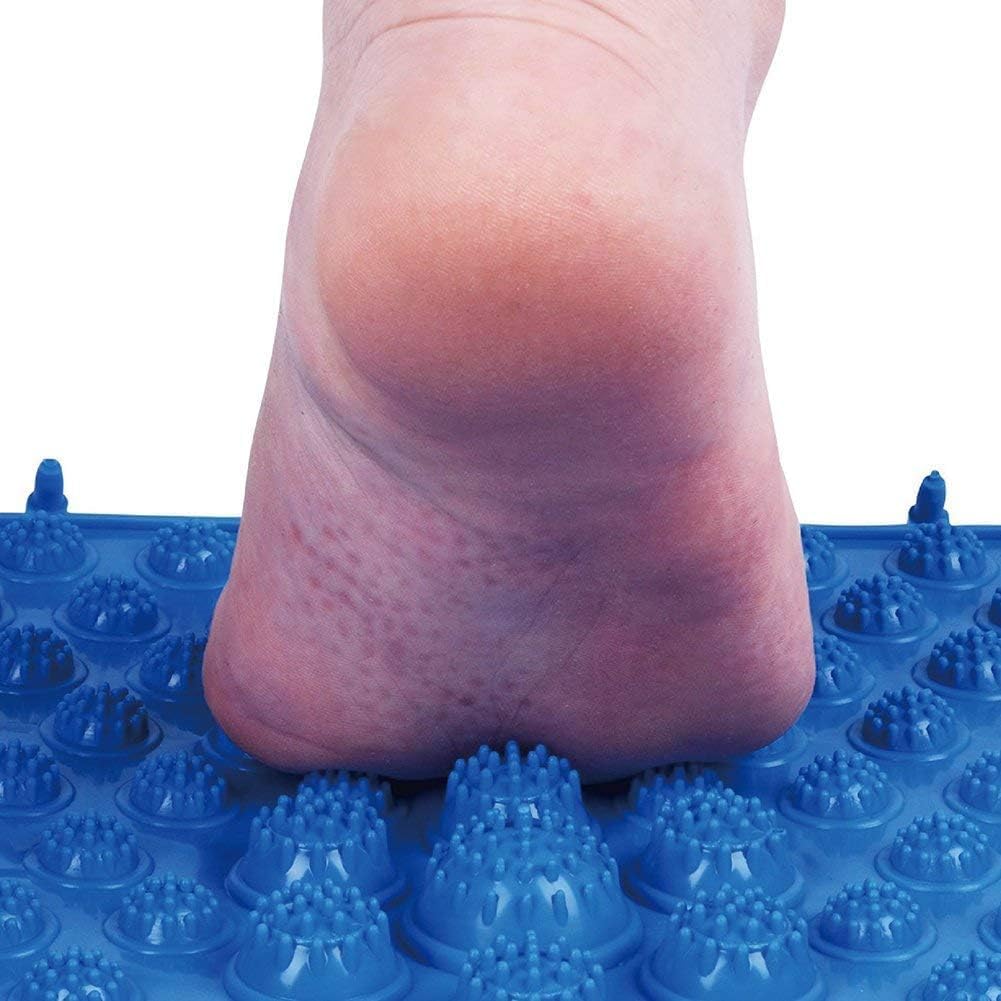 Acupressure Foot Massage Mat - Reflexology Walking Toe Plate Massage Pad for Yoga, Bathroom & Outdoor Use - Anti-Slip Design - Set of 4 Blue Mats - Relieve Foot Pain & Improve Circulation