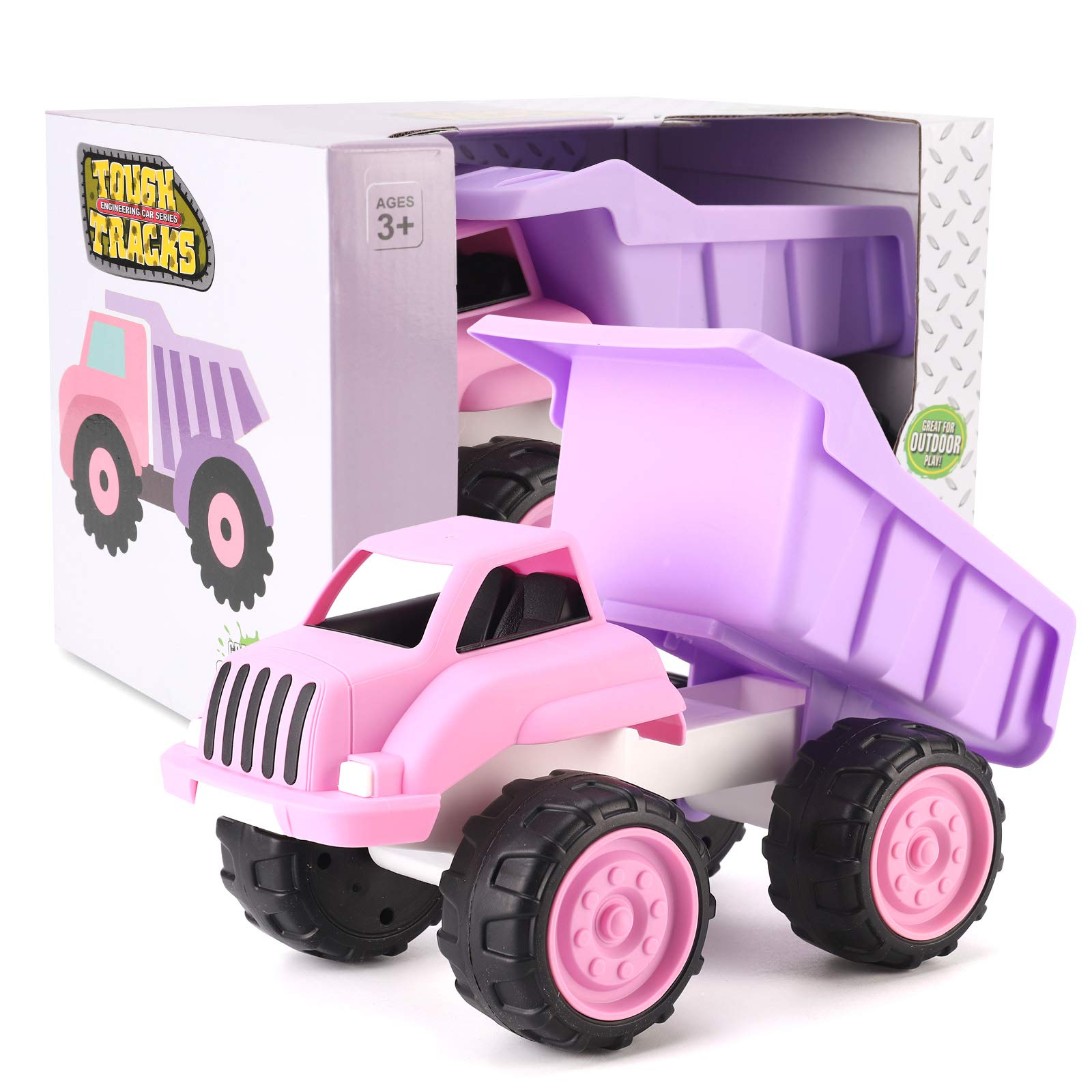 Pink Plastic Dump Truck Toy for Toddlers & Girls - Large Tilting Dumper Play Vehicle for Indoor & Outdoor Play - Fun Construction Toy for Sandbox, Backyard & Pretend Play