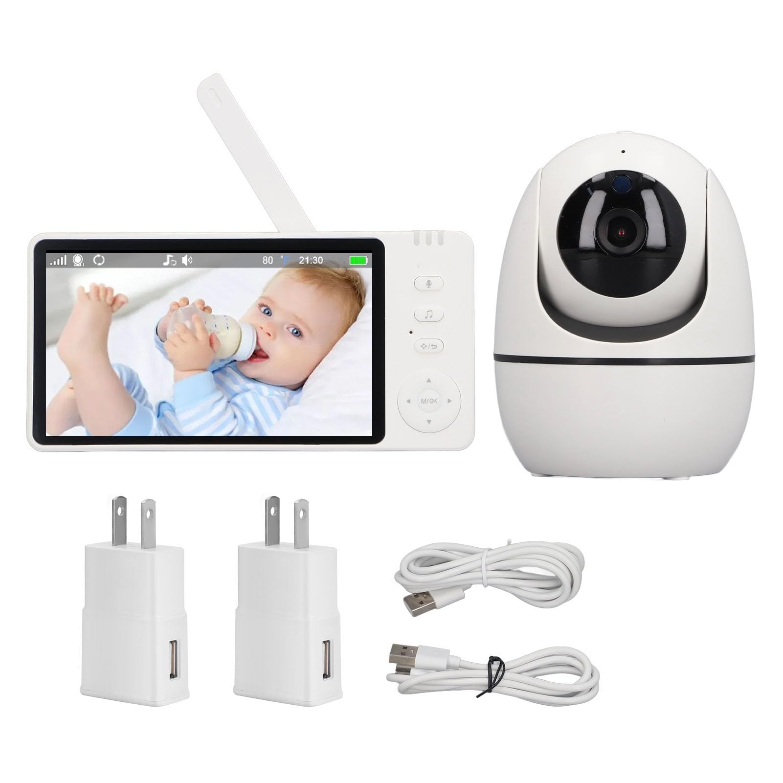 5 Inch HD Baby Monitor with Cry Detection & Night Vision - 100-240V Security Camera for Nursery, Pet Room - US Plug (Perfect for New Parents & Pet Owners)