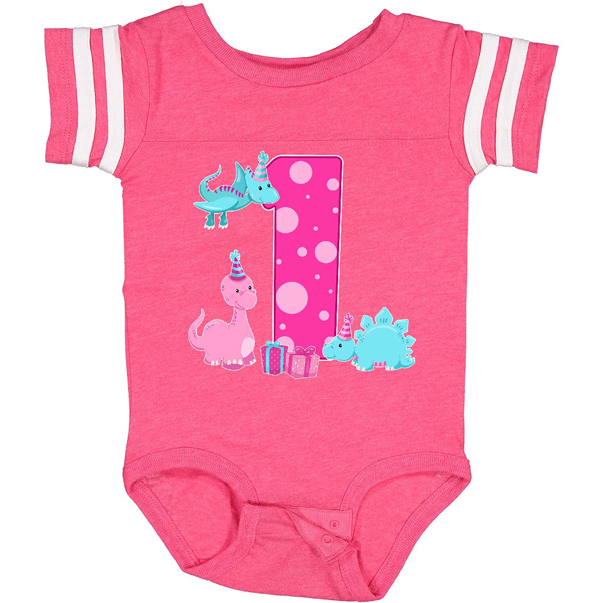 Inktastic Dinosaur Party First Birthday Baby Bodysuit - Cute Dino Themed Onesie for Boys & Girls - Perfect for 1st Birthday Celebrations, Photo Shoots & Special Occasions