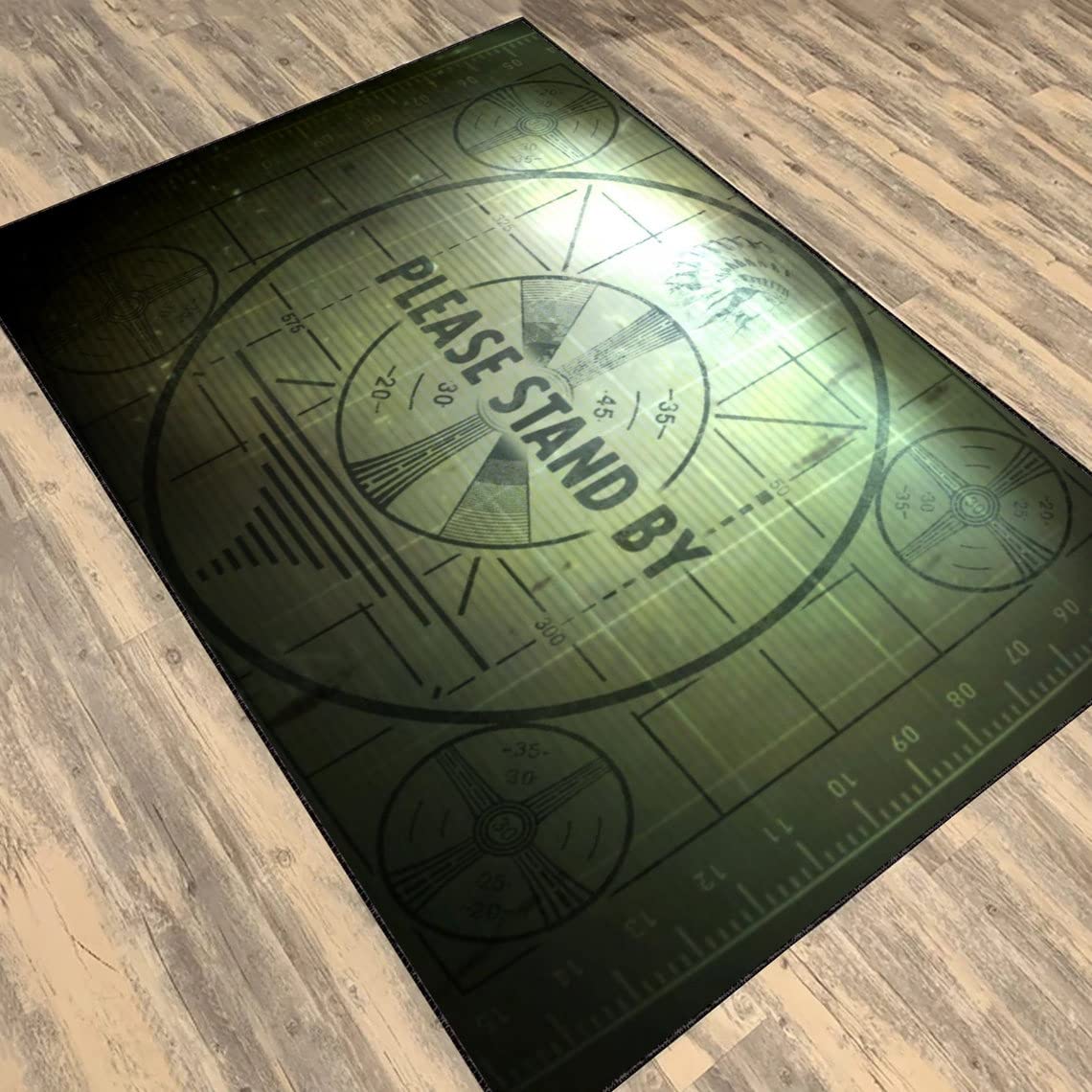 Fallout 3 Please Stand By TV Test Pattern Rug - Vintage Typography Carpet 2.6x4.9 Feet (80x150cm) - Perfect for Gaming Rooms, Geek Decor & Retro TV Show Lovers