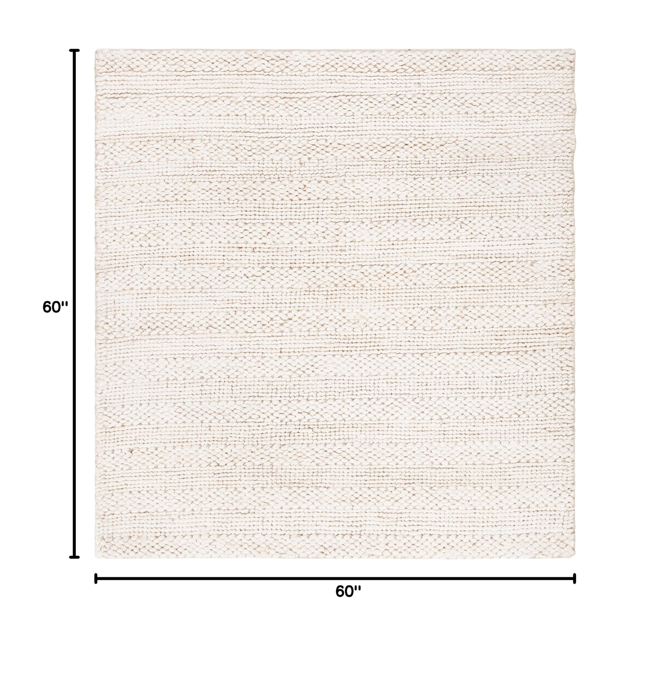 SAFAVIEH Natural Fiber Collection 5' Square Bleach NF212D Handmade Braided Woven Jute Area Rug for Living Room, Dining Room & Bedroom | Eco-Friendly Floor Decor for Cozy Home Interiors