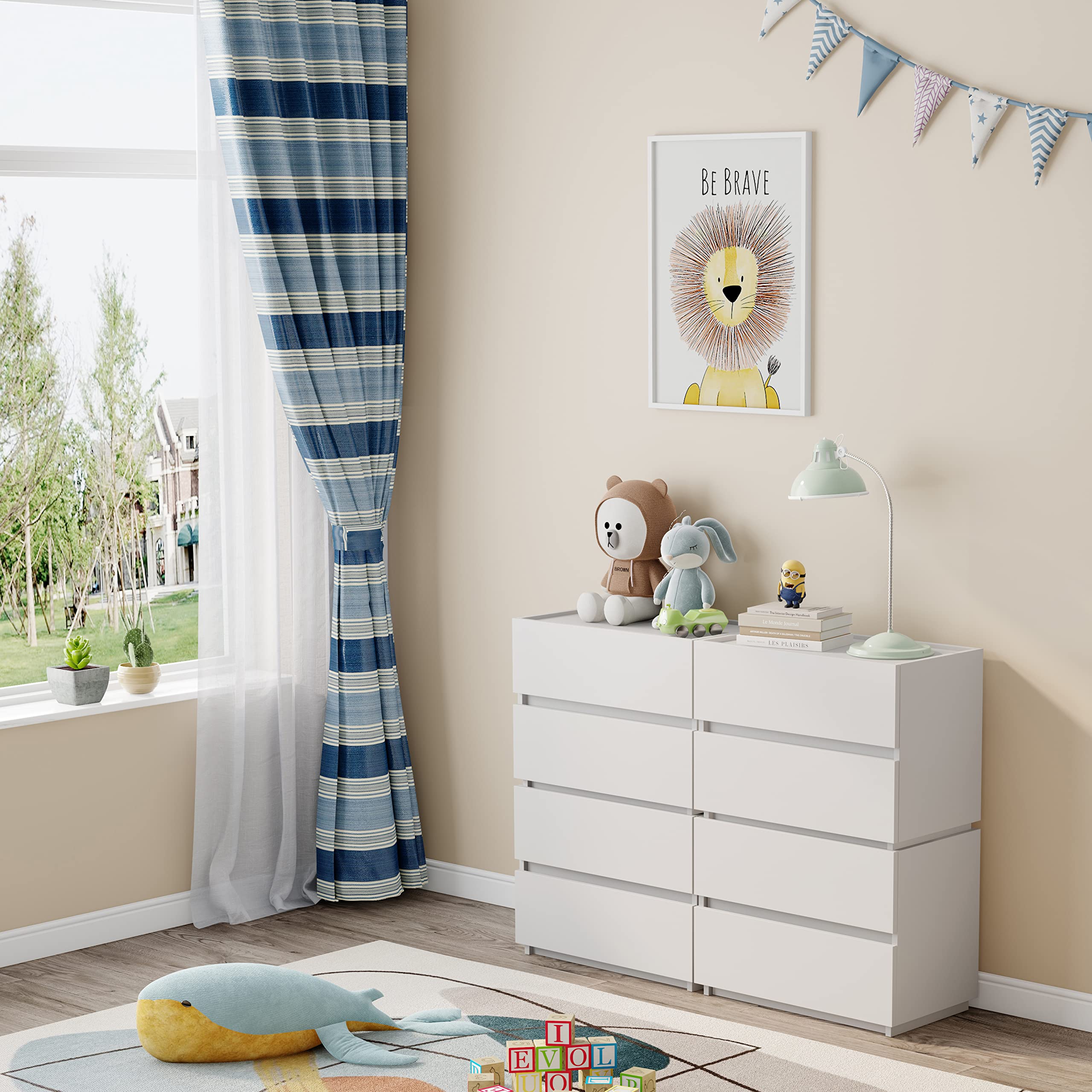 Furtble Stackable 2-Drawer Dresser - White Wooden Storage Cabinet for Bedroom, Closet & Entryway (23.6 Inch) | Compact Nightstand, Sofa Side Table & Hallway Organizer | Perfect for Small Spaces & Apartment Living