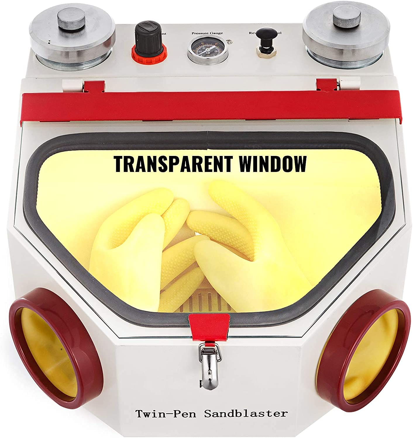 50W EustomA Twin Double Pen Fine Sandblaster with LED Lamp - Professional Lab Equipment for Metal Bottles | Perfect for Dental, Jewelry & Industrial Sandblasting Applications