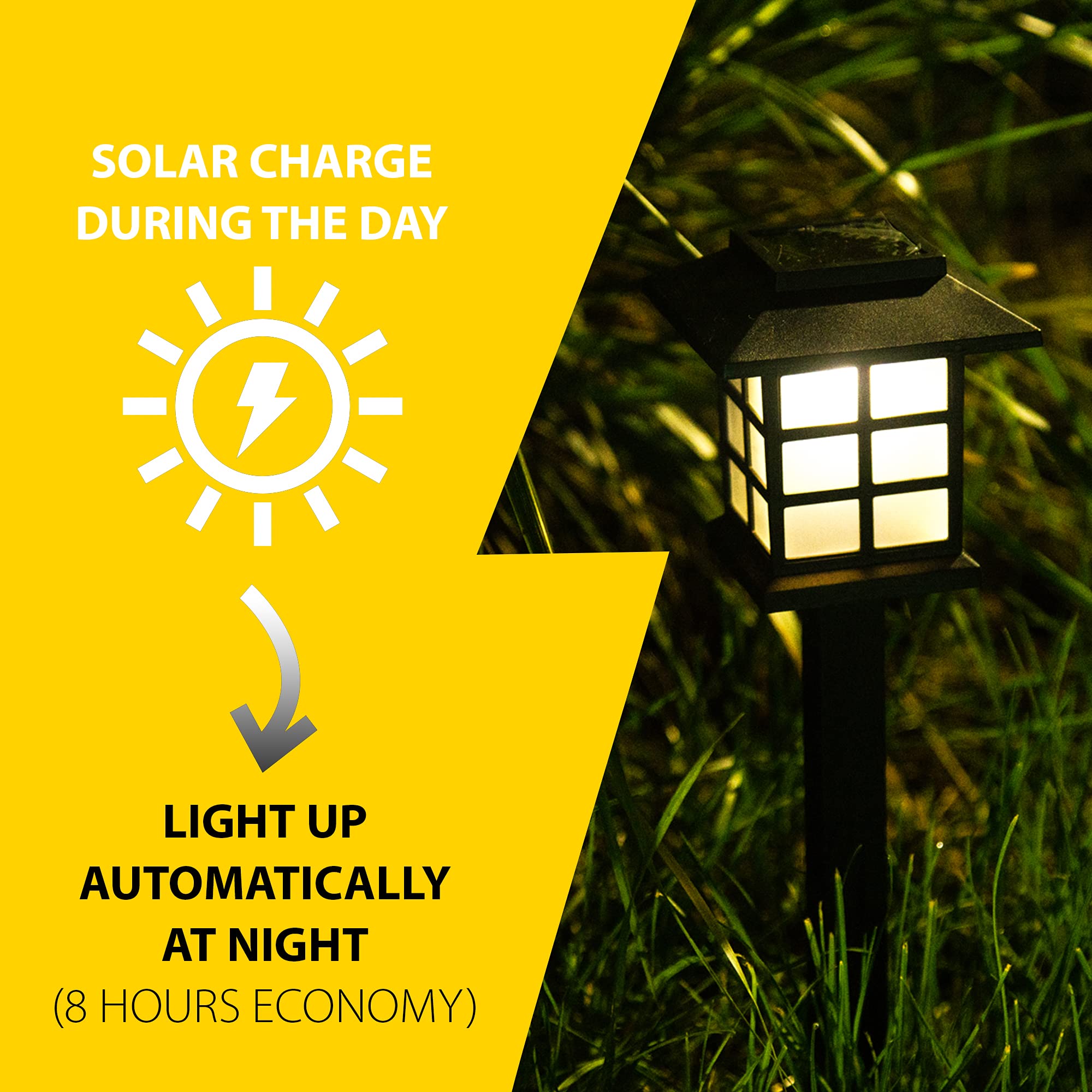 ZONETECH 12-Pack Solar Powered Outdoor LED Lights – Waterproof Bright Pathway Lighting for Walkway, Patio, Yard, Lawn & Garden – Perfect for Nighttime Safety & Landscape Decoration