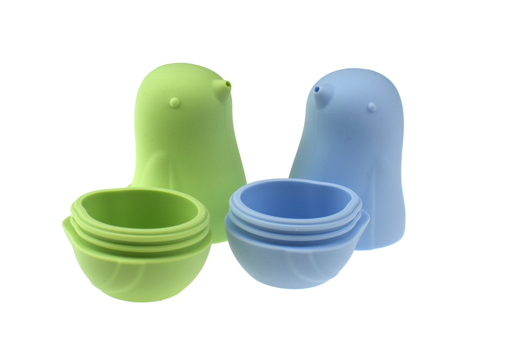2 Pack Silicone Bath Toys - Pistachio & Baby Blue Ducky Pouring Birds for Kids Bathtime Fun | Perfect for Sensory Play & Water Games