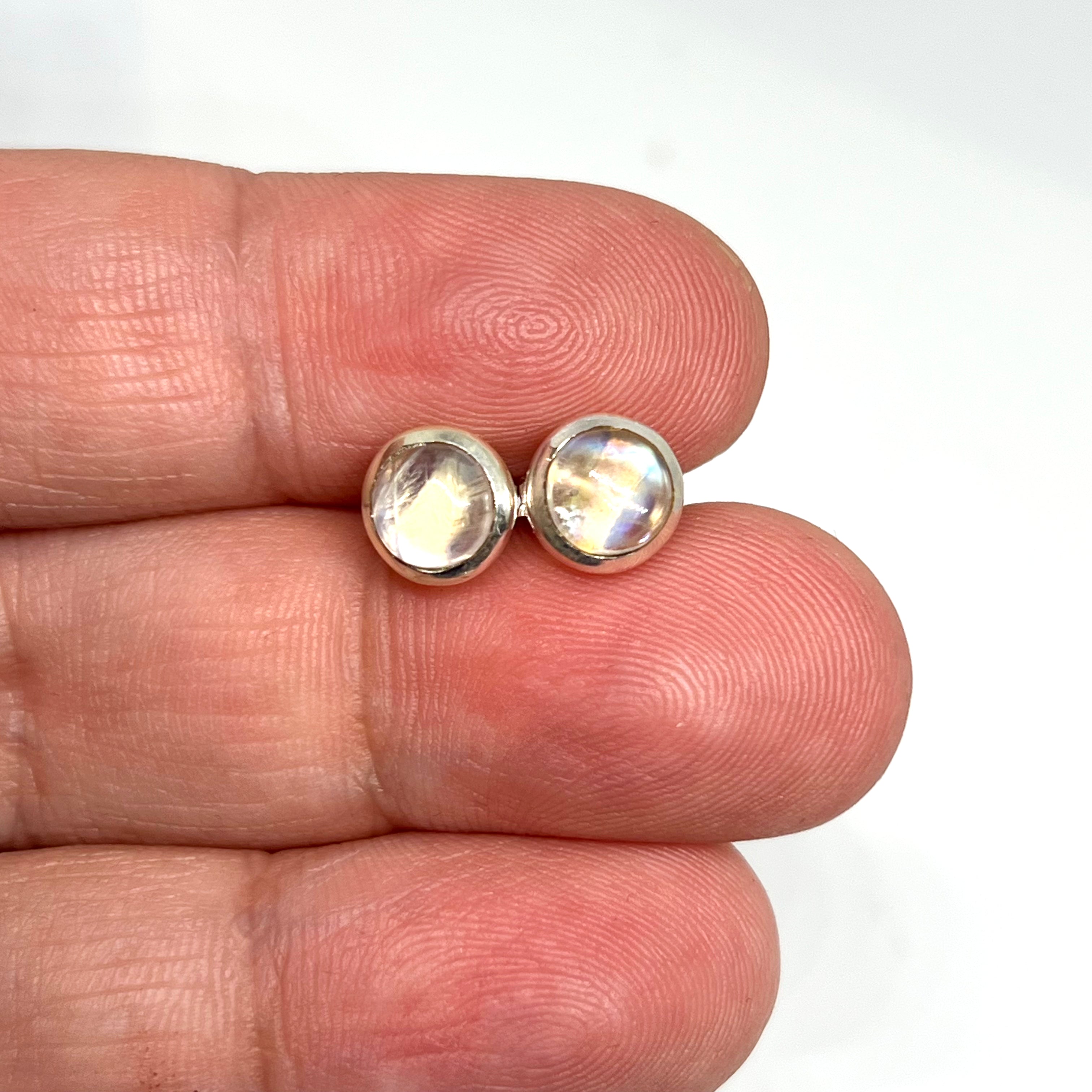 5.5mm Round Cabochon Bezel Set Stud Earrings - PSE017 - Perfect for Everyday Wear, Gift Giving & Special Occasions