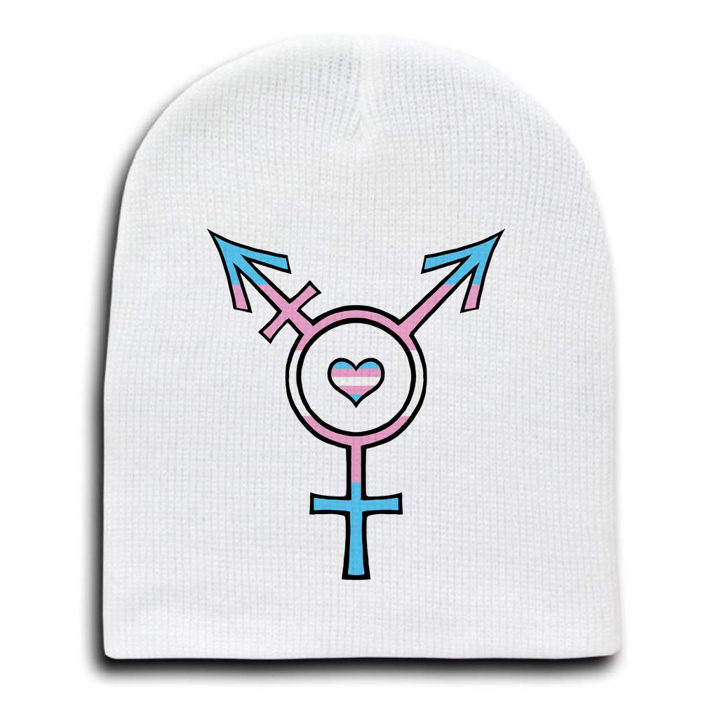 Transgender Pride Symbol LGBT - White Beanie Cap for Winter Warmth & LGBTQ+ Support | Unisex Knit Hat for Cold Weather, Pride Events & Everyday Wear