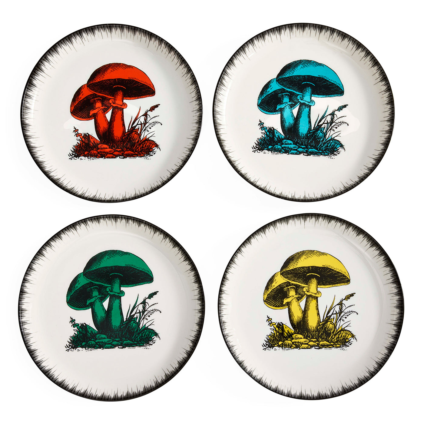 Botanist Canapé Plate Set - Elegant Appetizer Serving Plates for Parties, Weddings & Entertaining - 12-Piece Ceramic Hors d'Oeuvres Tray Collection with Floral Design