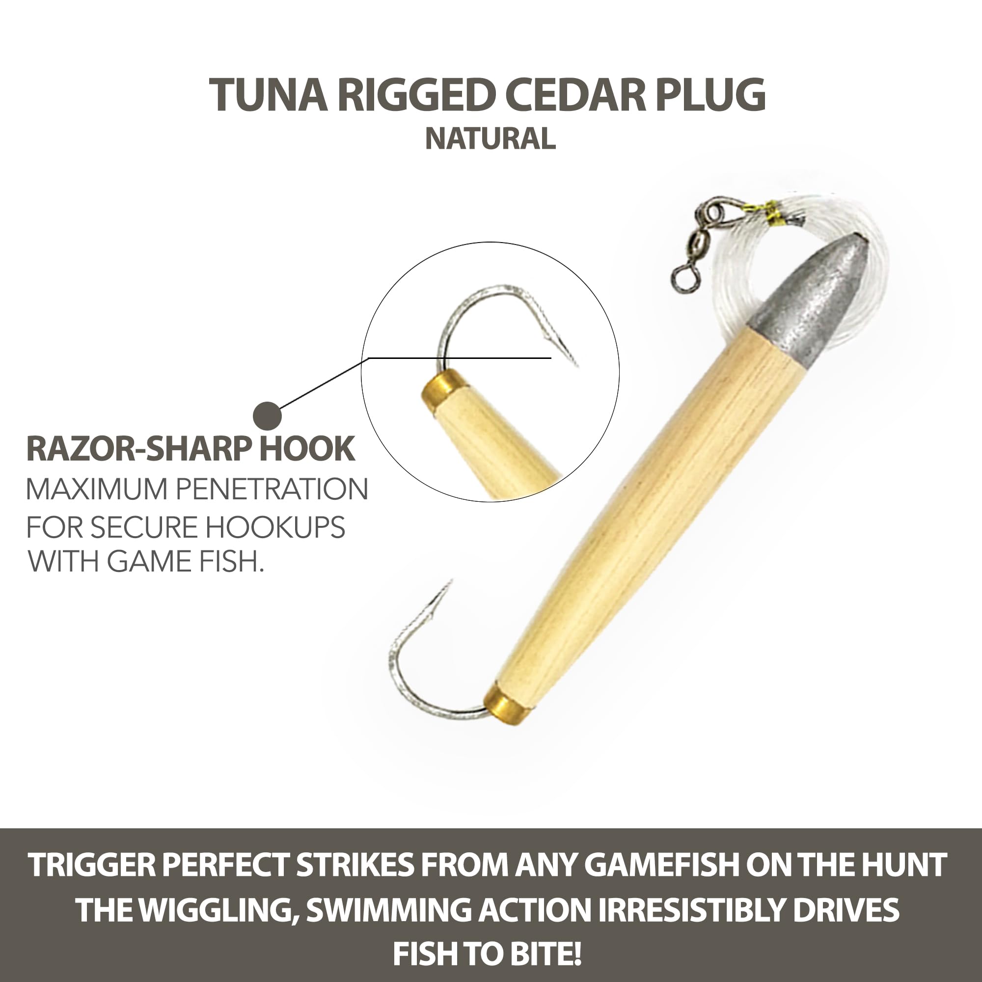 Premium Tuna Fishing Lures Kit - 6-Piece Saltwater Offshore Fishing Gear Set with Cedar Plugs, Jet Head Lures, Tuna Feathers & Durable Tackle Bag | Perfect for Deep Sea Tuna Fishing, Charter Trips & Sport Fishing Adventures