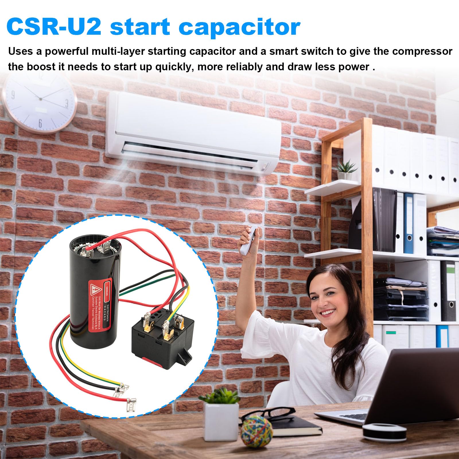CSRU2 Hard Start Capacitor Kit for HVAC & Air Conditioners - Replacement Compressor Saver for 3.5-5 Ton Units - Improves AC Startup & Protects Compressor (Ideal for Home, Office & Commercial Use)