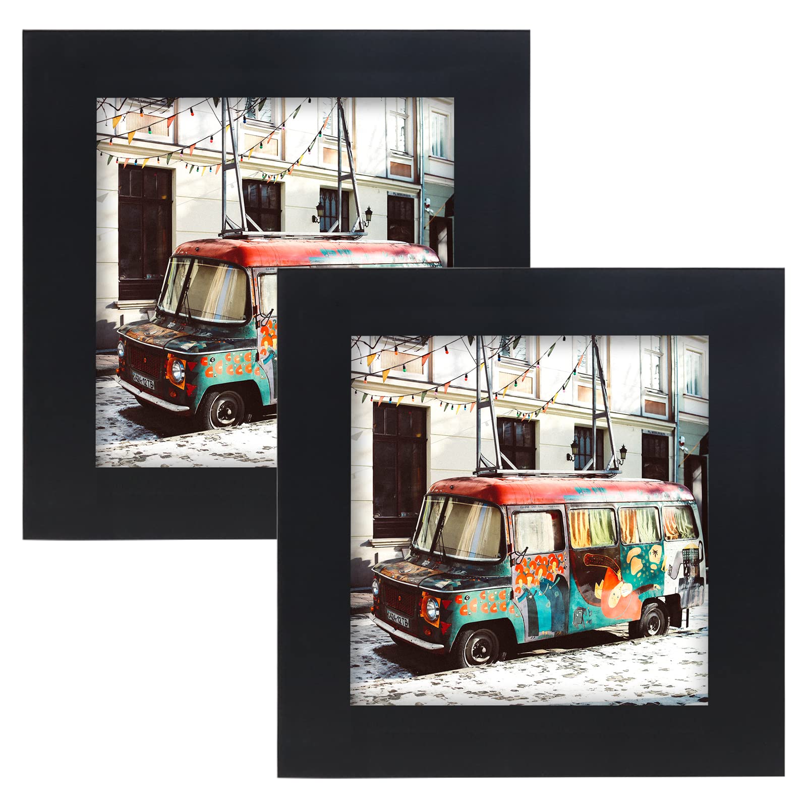 4x4 Black Solid Wood Picture Frames - 2 Pack for Wall Mount & Tabletop Display - Perfect for Home Decor, Office, Gallery & Gift Giving