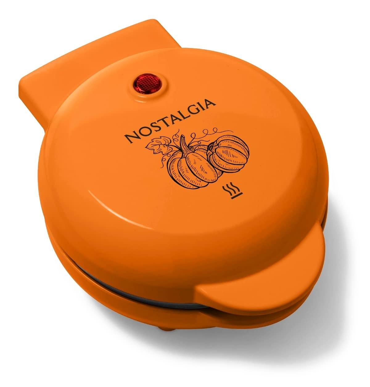 Nostalgia MyMini Personal Electric Pumpkin Waffle Maker - Orange | Compact Waffle Iron for Halloween, Fall Breakfast, Kids Snacks & Holiday Desserts