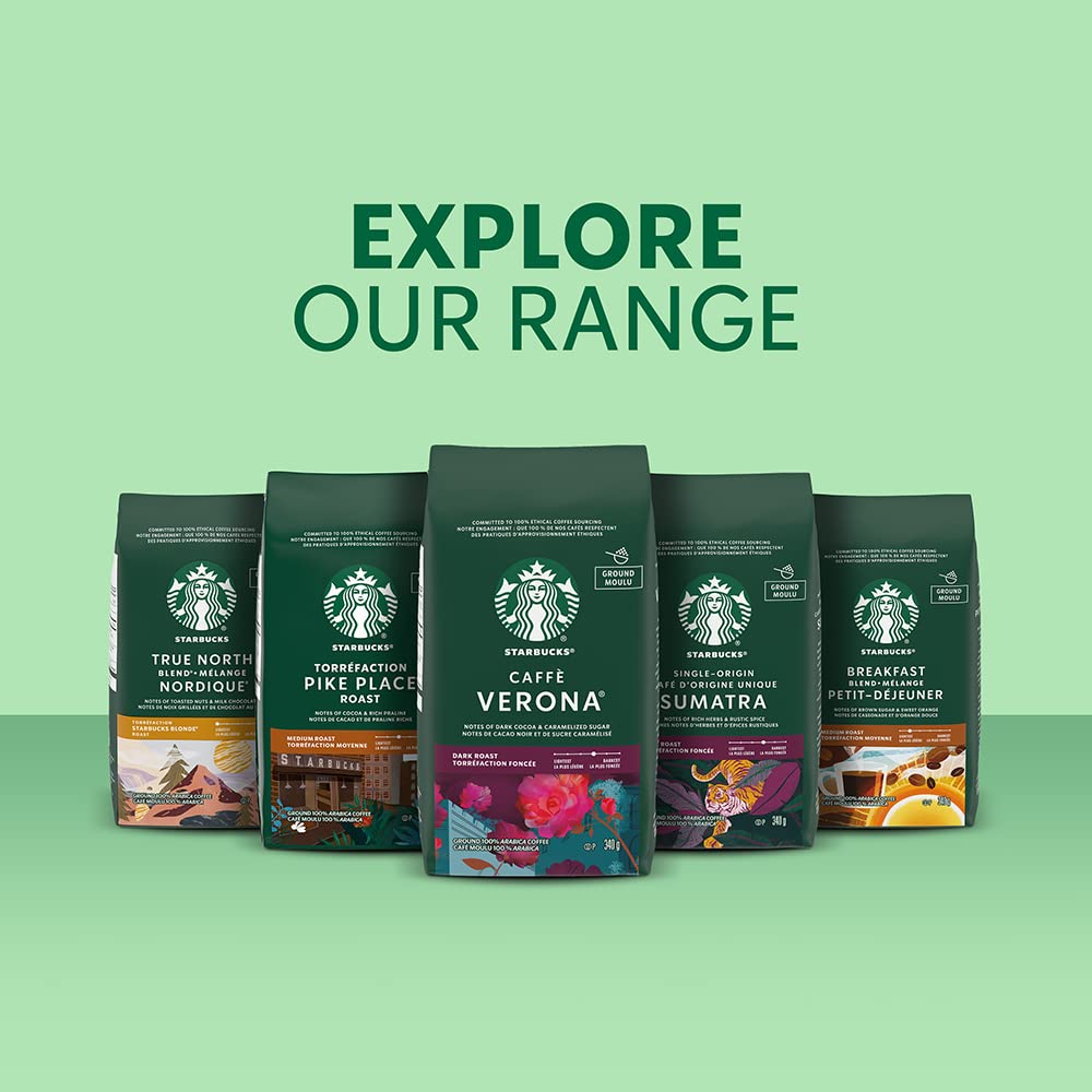 Starbucks Espresso Roast Ground Coffee - Dark Roast Premium Coffee Beans (Pack of 6, 340g Each) for Espresso Machines & French Press - Perfect for Home Brewing, Office Use & Gifts