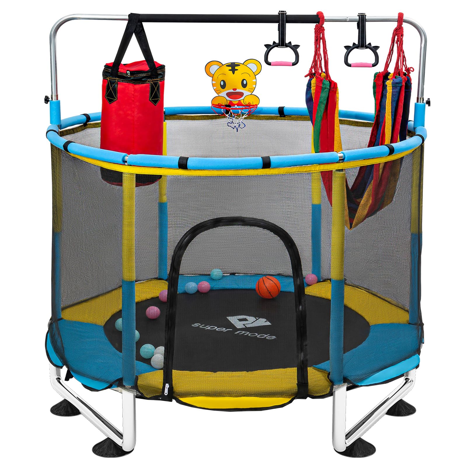 5FT Kids Trampoline with Safety Enclosure Net - Adjustable Indoor/Outdoor Toddler Trampoline, No-Gap Safe Design for Boys & Girls - Perfect for Backyard Play, Birthday Gifts & Family Fun Activities