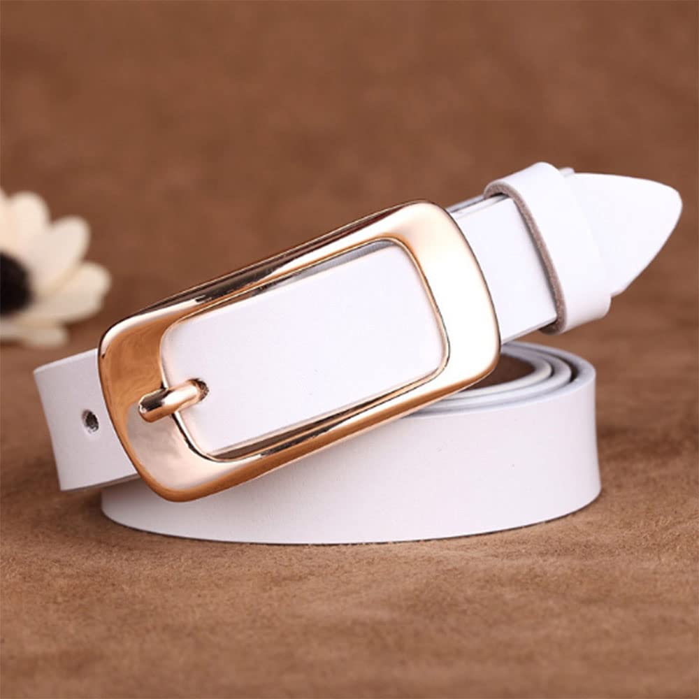 Genuine Leather Women's Belt for Jeans, Pants & Dresses - Adjustable Waist Belt with Pin Buckle - Black Fashion Accessory for Casual & Office Outfits