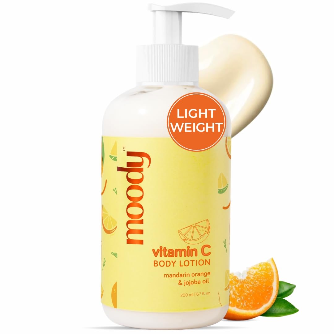 Vitamin C Body Lotion with Niacinamide & Jojoba Oil - Deep Hydration & Brightening Skin Care for Women & Men | Reduces Tan & Evens Skin Tone | Mandarin Orange Scent | 200ml | Perfect for Daily Moisturizing & Post-Sun Care