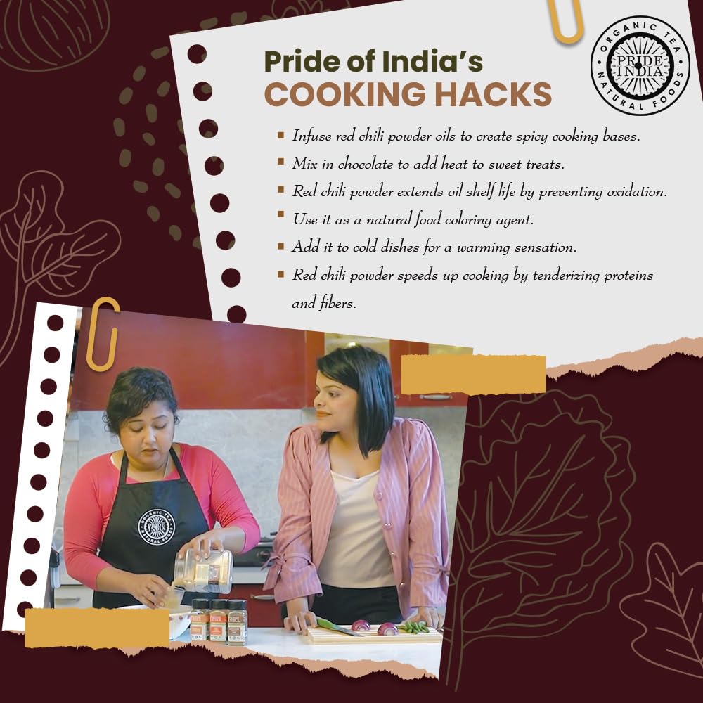 Premium Red Chili Powder by Pride of India – Authentic Indian Spice for Gourmet Cooking – Non-GMO, Gluten-Free – 8oz Jar with Dual Sifter – Perfect for Curries, Tacos, BBQ & Spicy Dishes