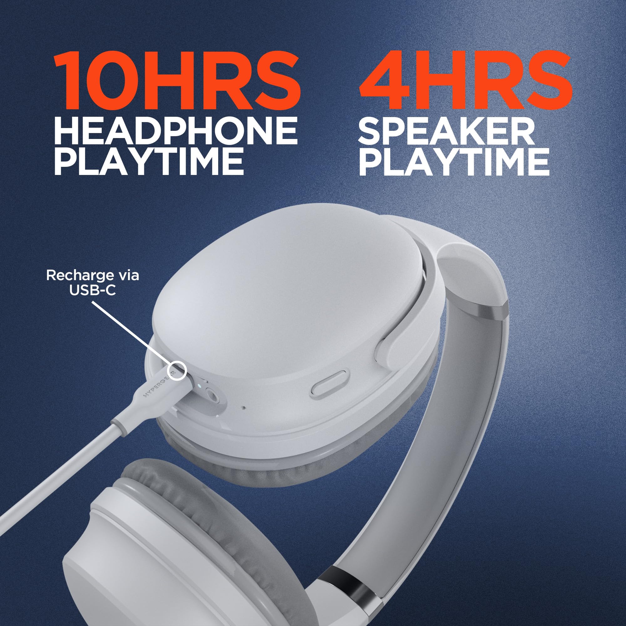 Foldable Wireless Headphones with HD Stereo Sound - Convert Between Personal Listening & Surround Sound Modes | White | Perfect for Travel, Workouts & Home Entertainment