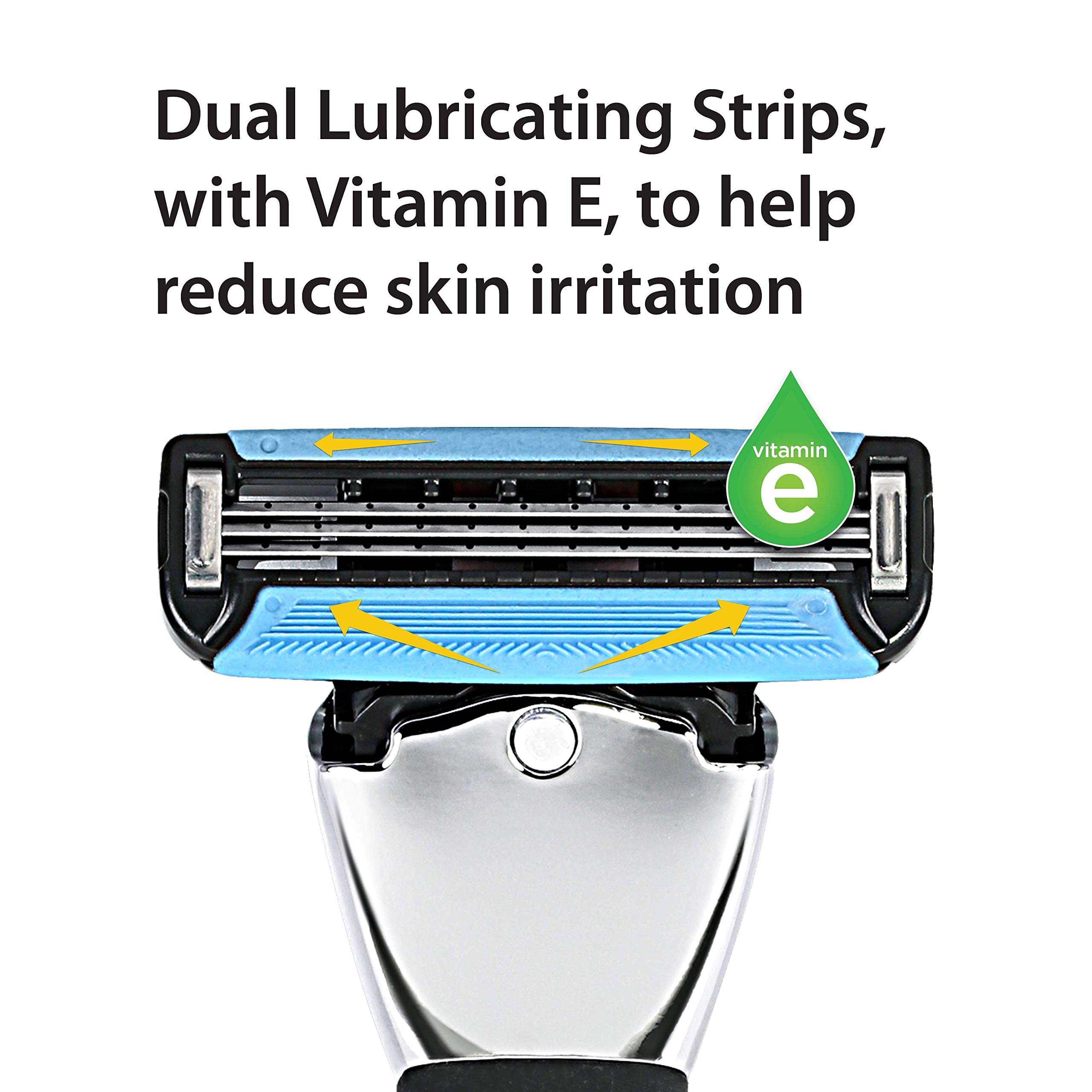 Amazon Basics 3-Blade Razor Refills for Men - 12 Cartridges with Dual Lubrication | Compatible with Amazon Basics Razor Handles | Smooth Shaving for Face, Body & Head | Premium Shaving Essentials for Daily Grooming Routine