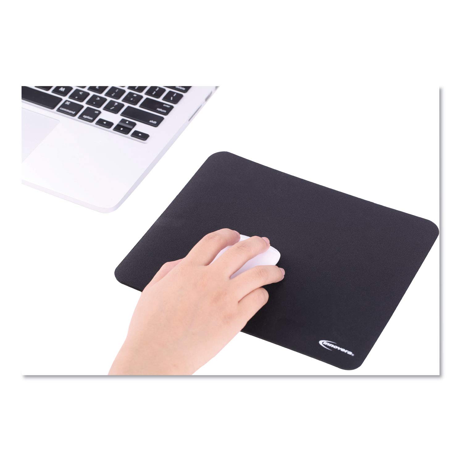 Innovera 52448 Non-Slip Natural Rubber Mouse Pad - Black Ergonomic Desk Mat for Office, Gaming & Home Computer Use