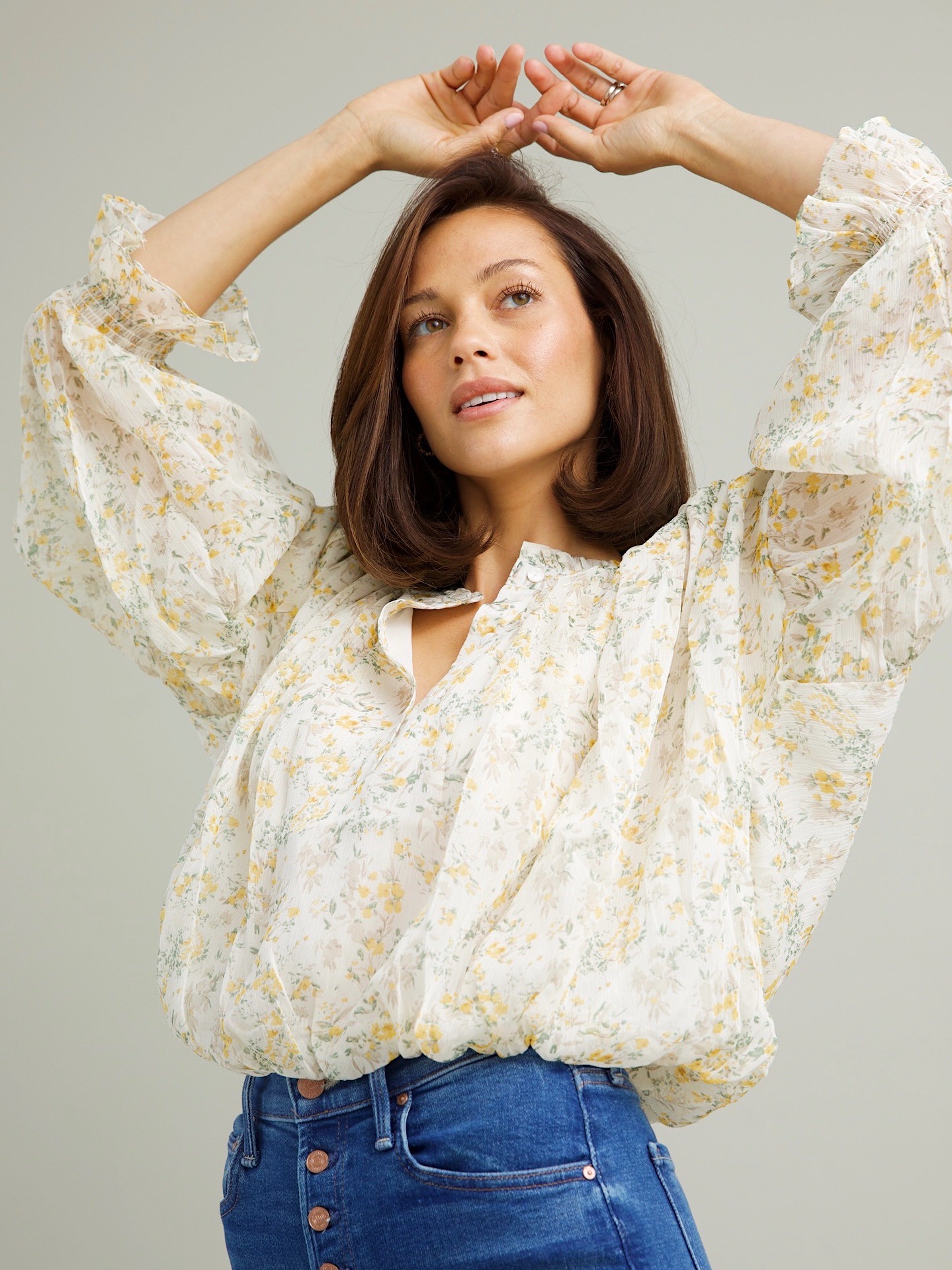 Majorie Floral Blouse for Women - Elegant Spring Summer Floral Print Tops - Perfect for Office, Date Night & Casual Outings