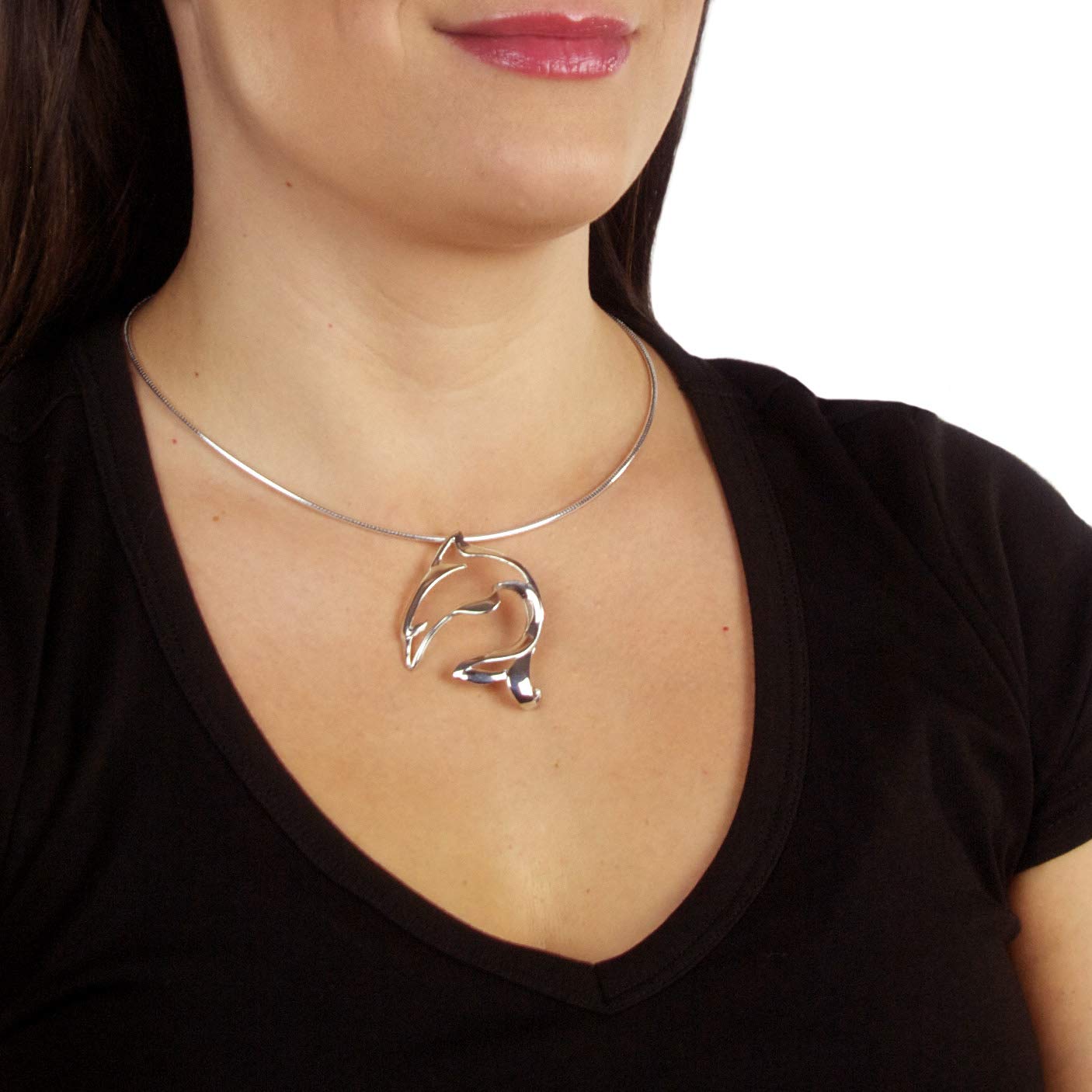 Sterling Silver Dolphin Necklace for Women - Ocean Theme Dolphin Charm Pendant, Sea Life Jewelry Gift for Dolphin Lovers & Divers - Perfect for Beach Vacations, Marine Enthusiasts & Ocean-Inspired Fashion