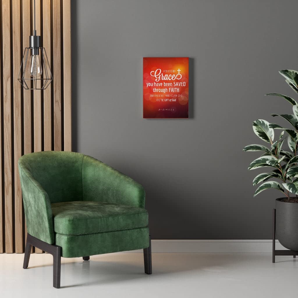 Saved Through Faith Ephesians 2:8 Bible Verse Wall Art - Inspirational Christian Home Decor, Unframed Print Ready to Hang - Perfect for Living Room, Bedroom & Church Gifts