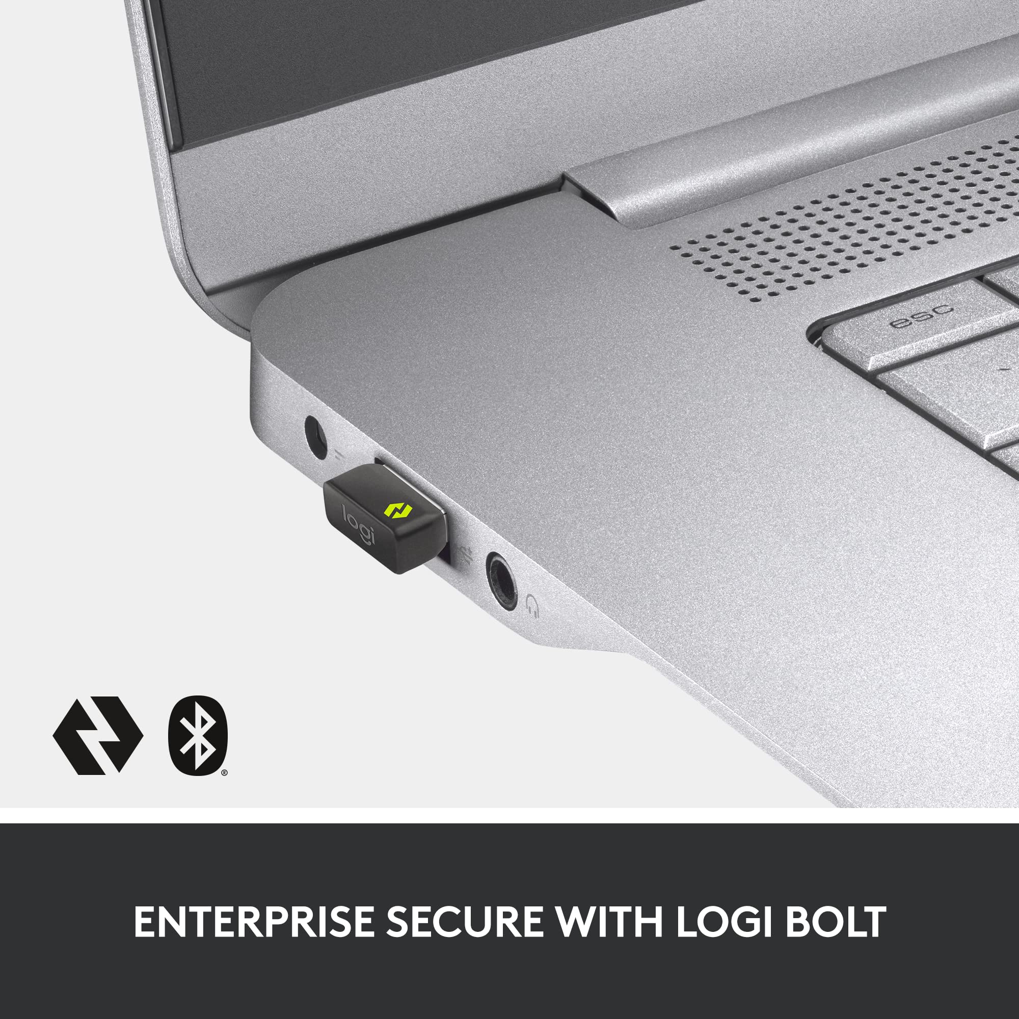 Logitech MX Keys Combo for Business (Gen 2) - Wireless Keyboard & Mouse Set with Palm Rest, Bluetooth & Logi Bolt Connectivity, Quiet Clicks - Compatible with PC/Laptop (Graphite, Renewed) | Perfect for Office, Remote Work & Productivity Setup