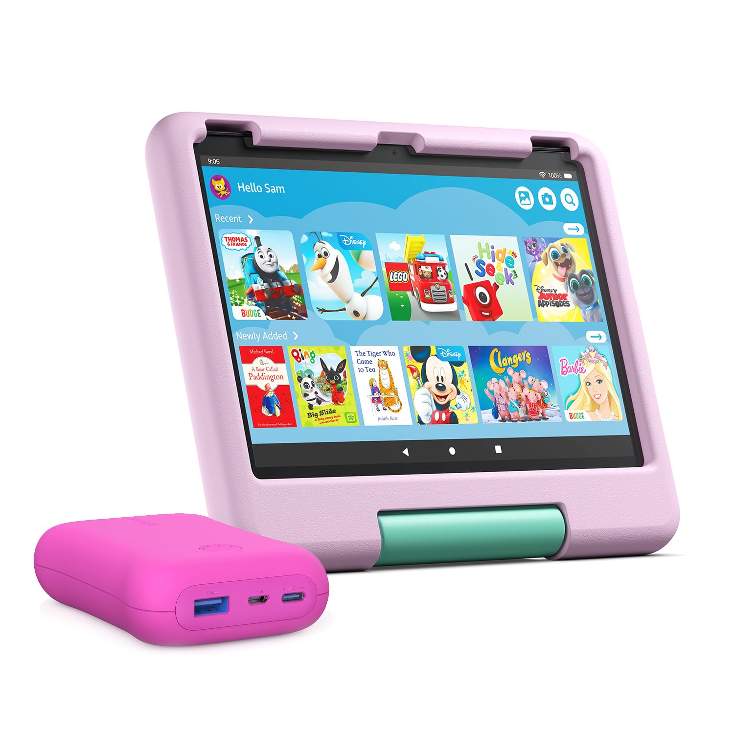Amazon Fire HD 10 Kids Tablet with Made for Amazon Kids Case & Portable Charger - 10.1