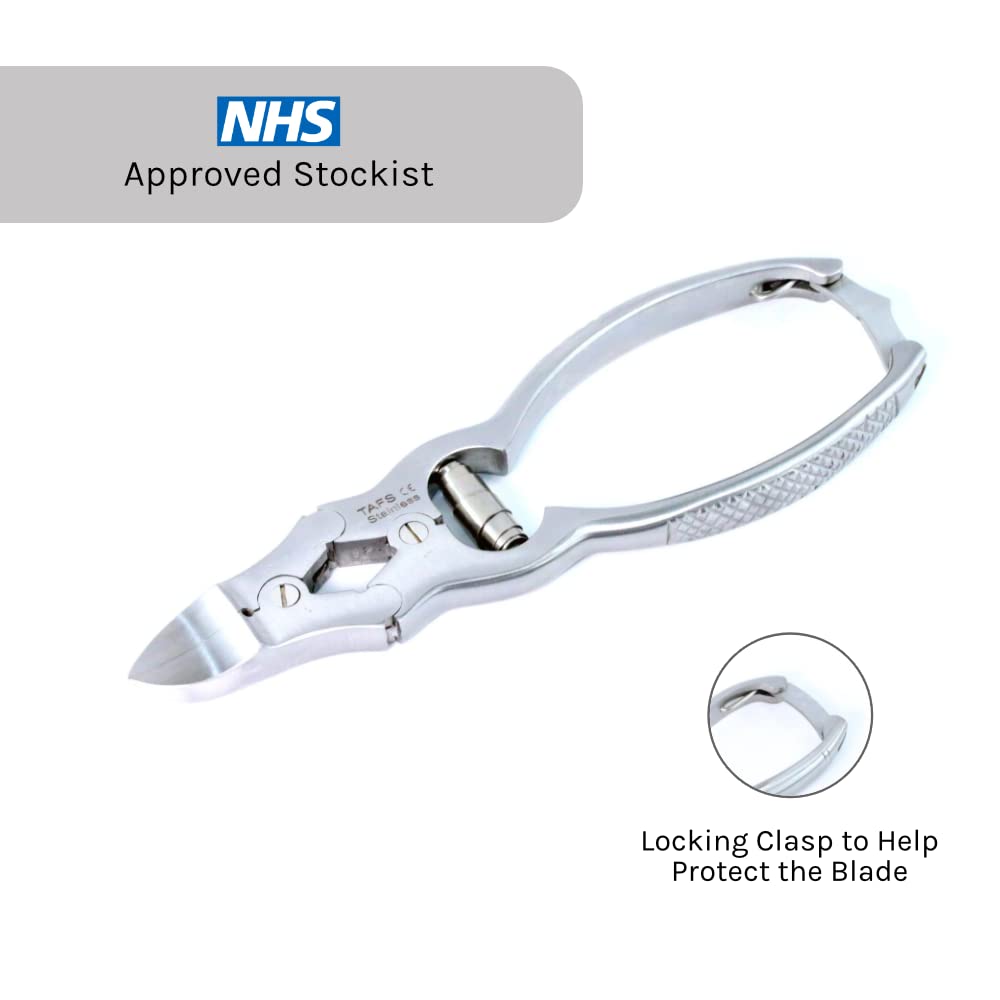 Heavy Duty Double Action Cantilever Nail Clipper - Professional 15cm Stainless Steel Nail Cutter for Thick Toenails (Chiropody Podiatry Tool) - Perfect for Home Pedicure & Diabetic Foot Care