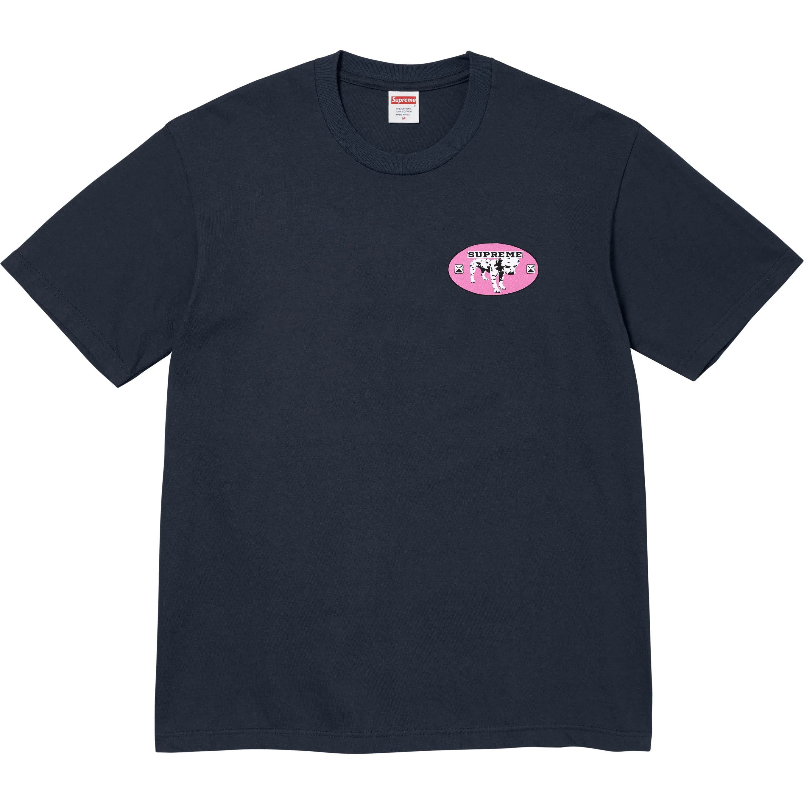 Supreme Dalmatian Graphic T-Shirt for Men - Navy Blue Cotton Crewneck Tee - Casual Streetwear for Everyday Wear & Outfits