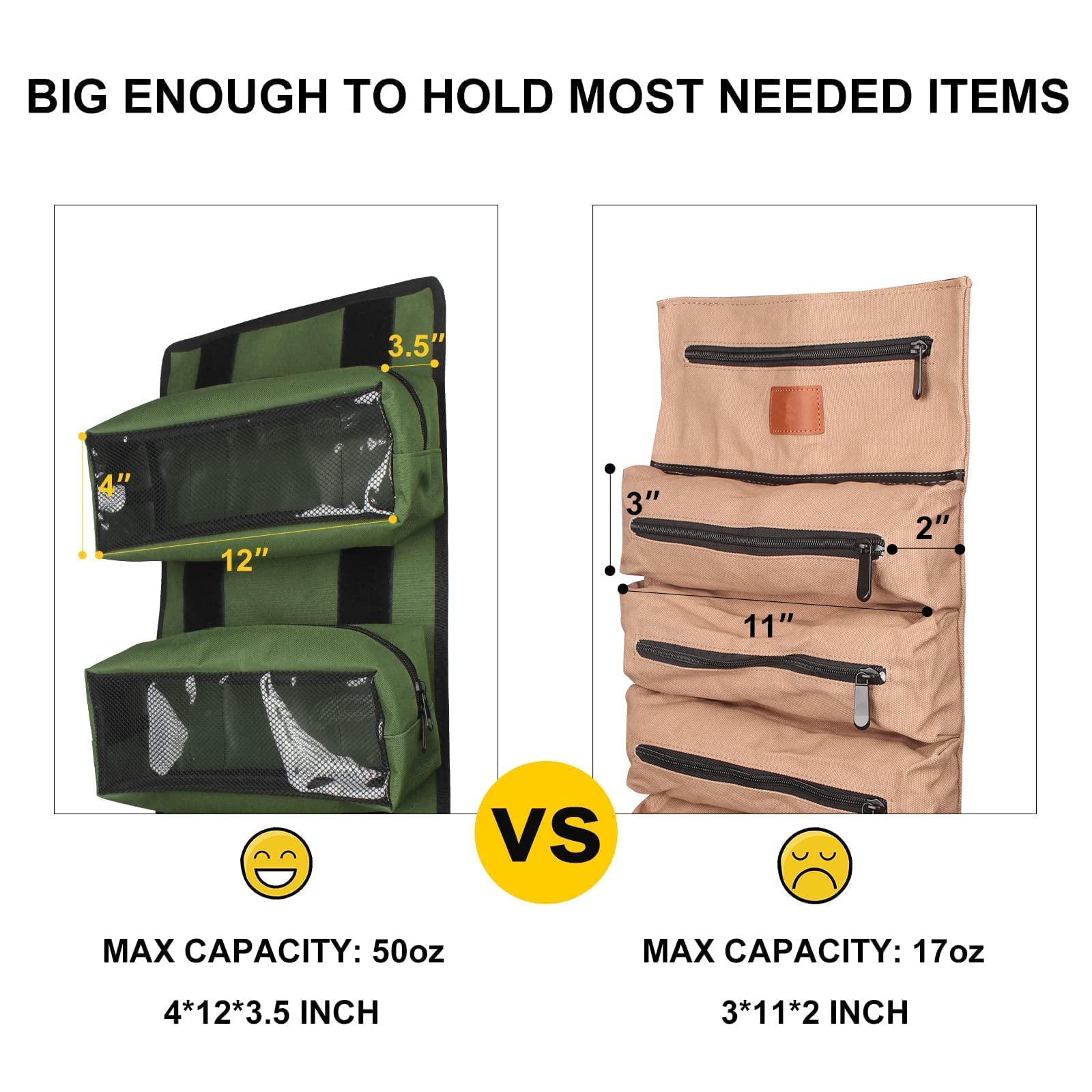 Durable Canvas Roll Up Tool Bag - Green Wrench Roll Organizer for Mechanics & DIY | Multi-Purpose Tool Pouch for Motorcycle, Car & Workshop | Heavy Duty Tool Storage Solution