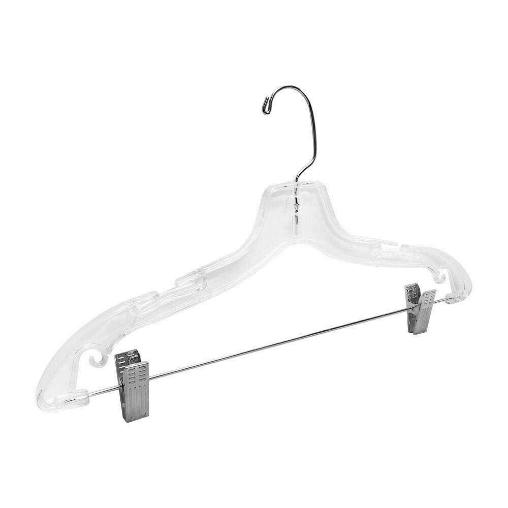 17 Inch Plastic Hangers - 100 Pack Heavy Duty Clothes Hangers for Closet Organization, Space Saving Garment Storage - Perfect for Shirts, Pants, Dresses and Jackets in Home, Retail Stores or Laundry Business