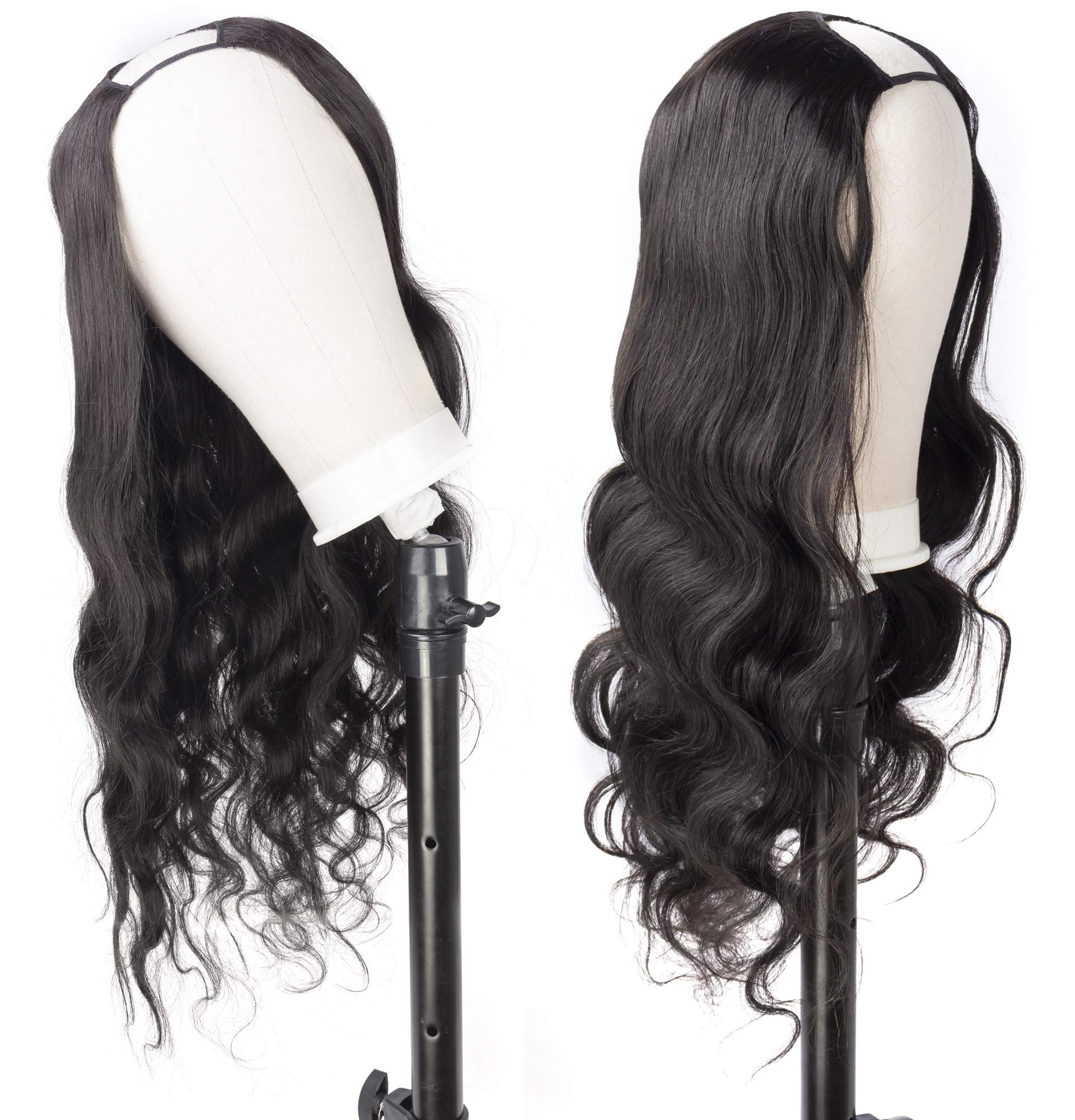 180% Density U Part Human Hair Wigs - Natural Black Body Wave 20 Inch Half U-Shaped Wig Extensions for African American Women | Perfect for Daily Wear, Parties & Special Occasions