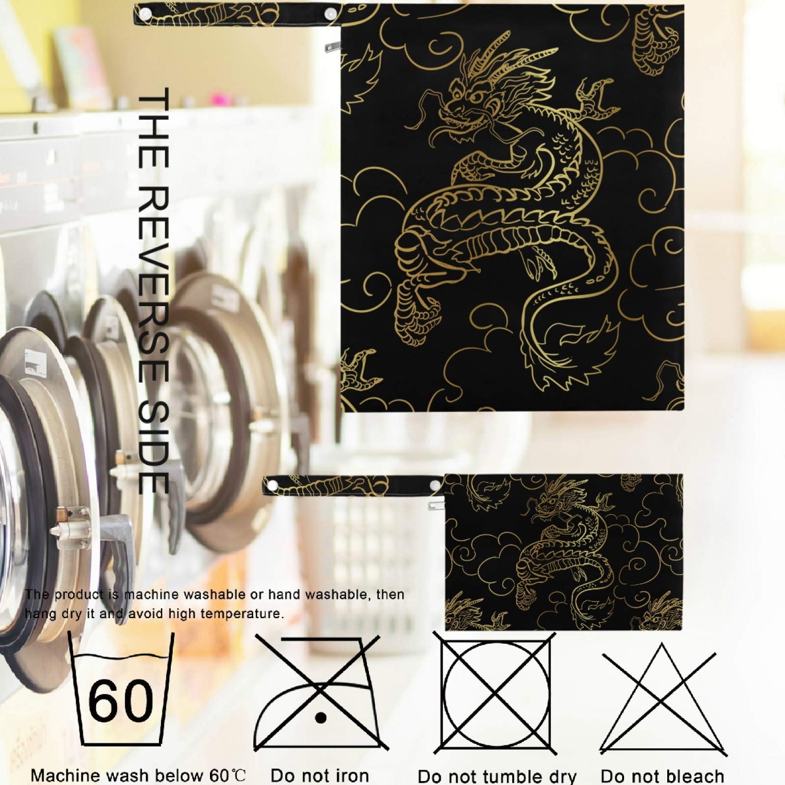 Visesunny Gold Dragon 2Pcs Waterproof Wet Bags with Zippered Pockets - Reusable Washable Storage Organizer for Travel, Beach, Pool, Gym, Daycare - Perfect for Wet Swimsuits, Dirty Clothes, Diapers & Toiletries - Ideal for Strollers, Sports & Outdoor Activities