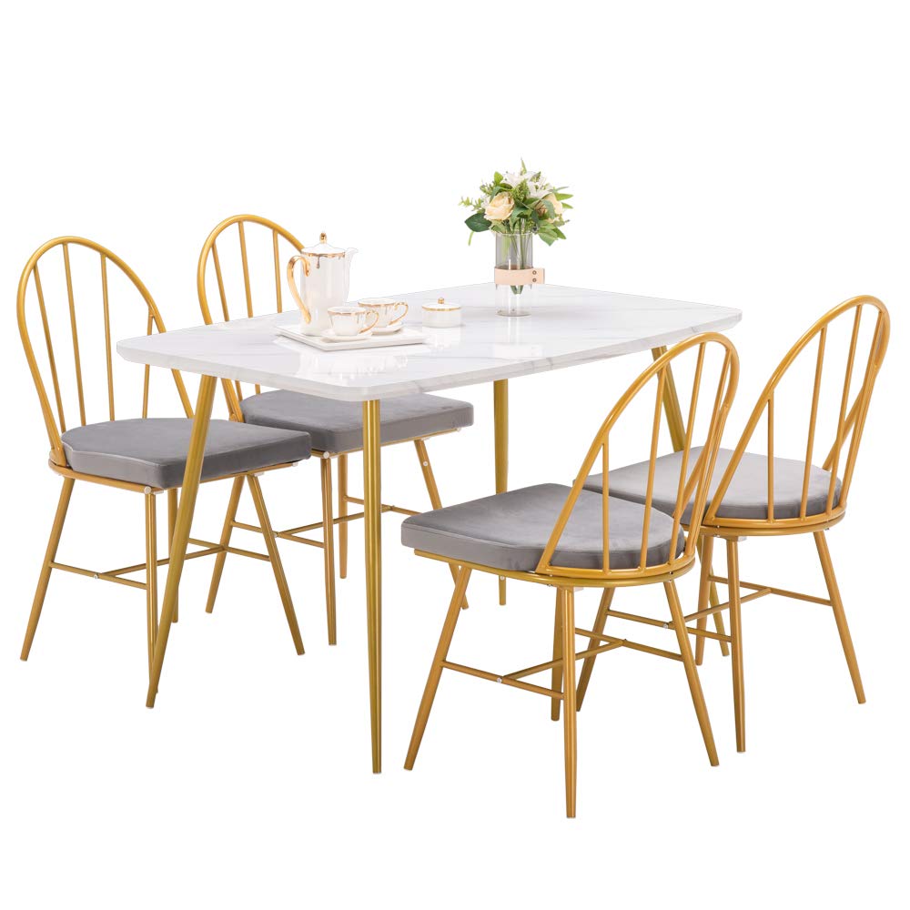 White Marble Dining Table 120x74x76cm - Modern Kitchen & Dining Room Table for Small Spaces | Elegant Home Furniture for Family Gatherings & Dinner Parties