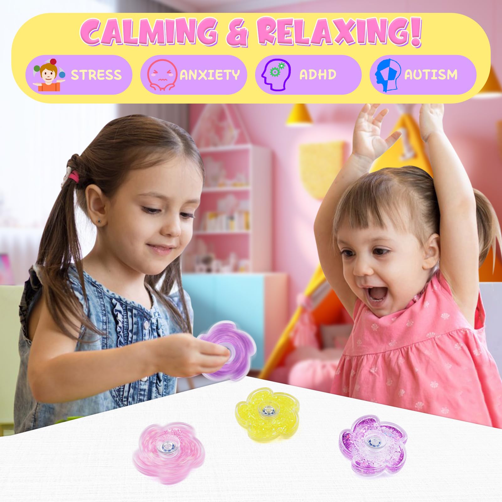 3Pcs Fidget Spinner Toys for Adults & Kids - Stress Relief Sensory Toys for Anxiety, ADHD, Autism - Portable Desk Toys & Party Favors - Perfect for Classroom Prizes, Easter Gifts, Office Stress Relief and Travel Entertainment