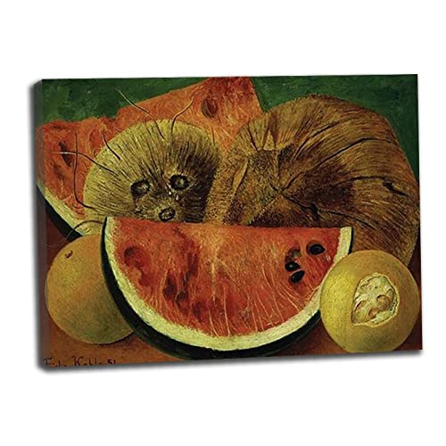 Frida Kahlo Untitled Famous Painting Canvas Wall Art - Premium Framed Ready to Hang 35.4x49.6 Inches (90x126cm) - Perfect for Bedroom Decor, Living Room & Office Wall Pictures - Mexican Folk Art Home Decoration