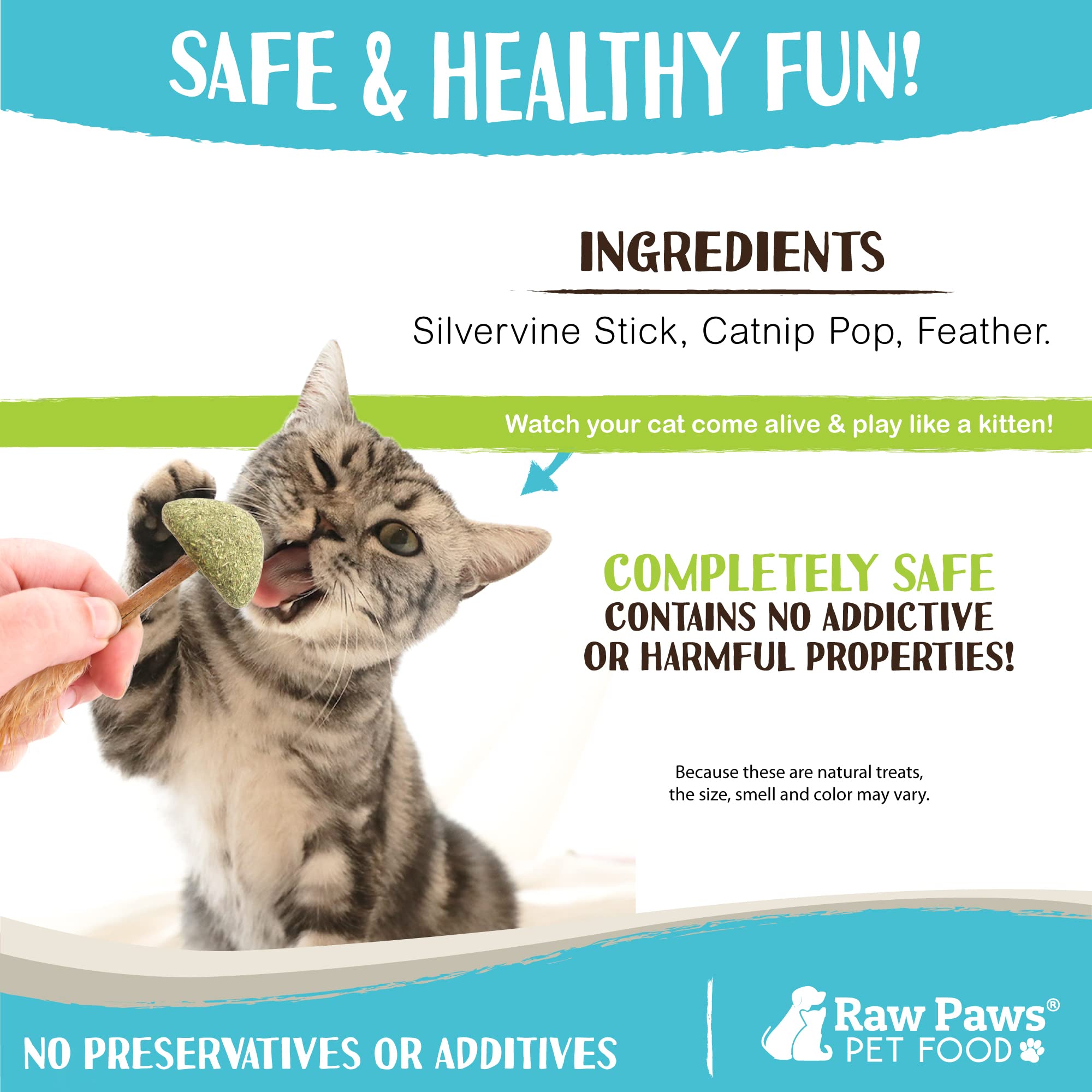 Raw Paws Silvervine Lollipop Cat Toys (3-Pack) - Feather Stimulation Toys for Indoor Cats - Interactive Catnip Kicker Toy with Feathers - Perfect for Playtime, Exercise & Bonding