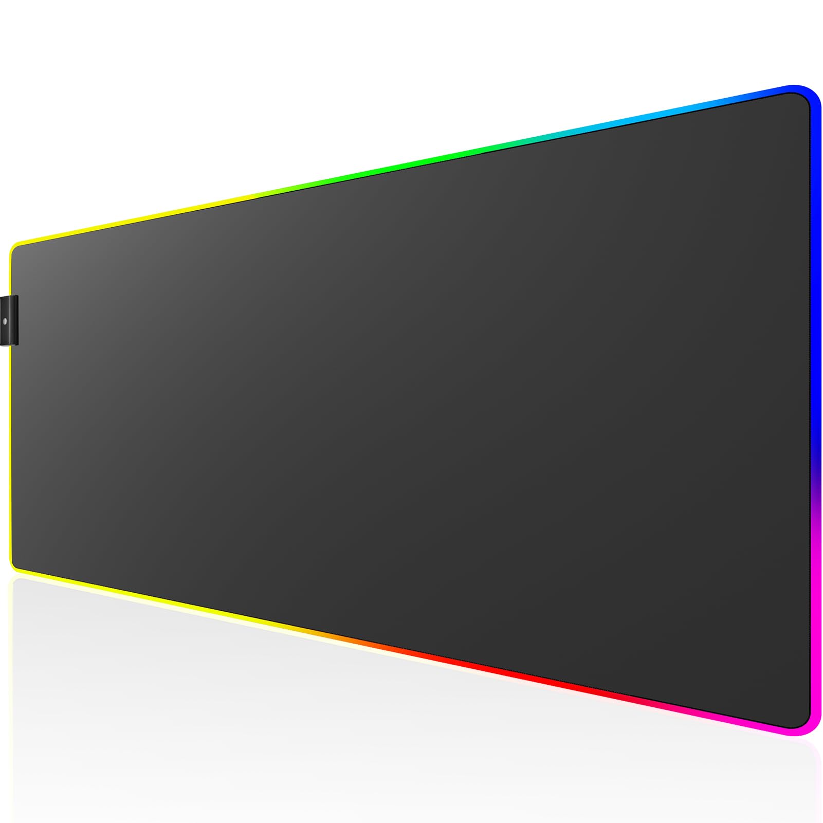 KTRIO RGB Large Gaming Mouse Pad with Stitched Edges - LED Extended Mousepad, Non-Slip Base & Water-Resistant Micro-Weave Cloth - 35.4