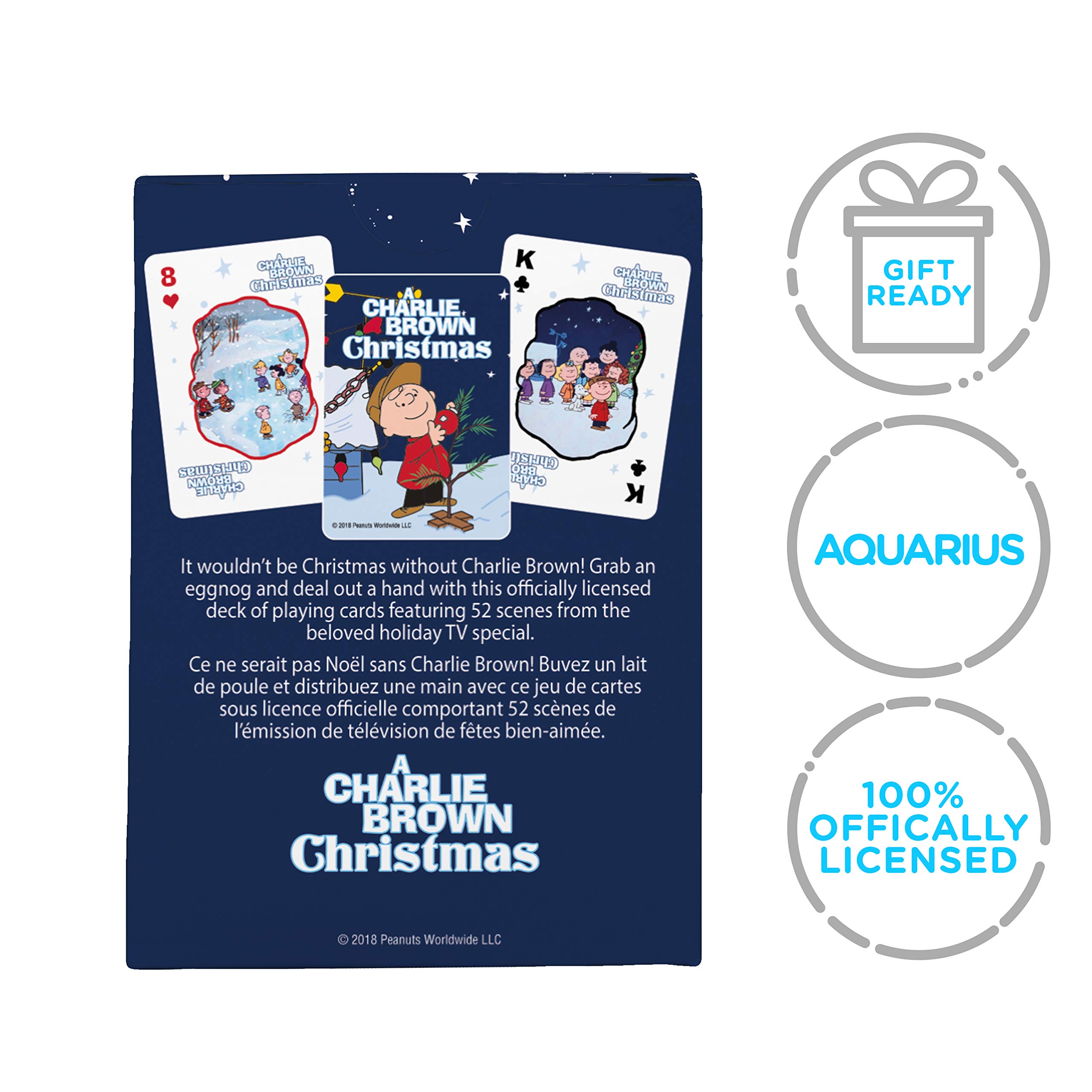 AQUARIUS Peanuts Charlie Brown Christmas Playing Cards - Holiday Themed Deck for Poker, Blackjack & Family Game Night - Officially Licensed Peanuts Collectible Merchandise - Perfect for Christmas Parties & Gift Exchanges