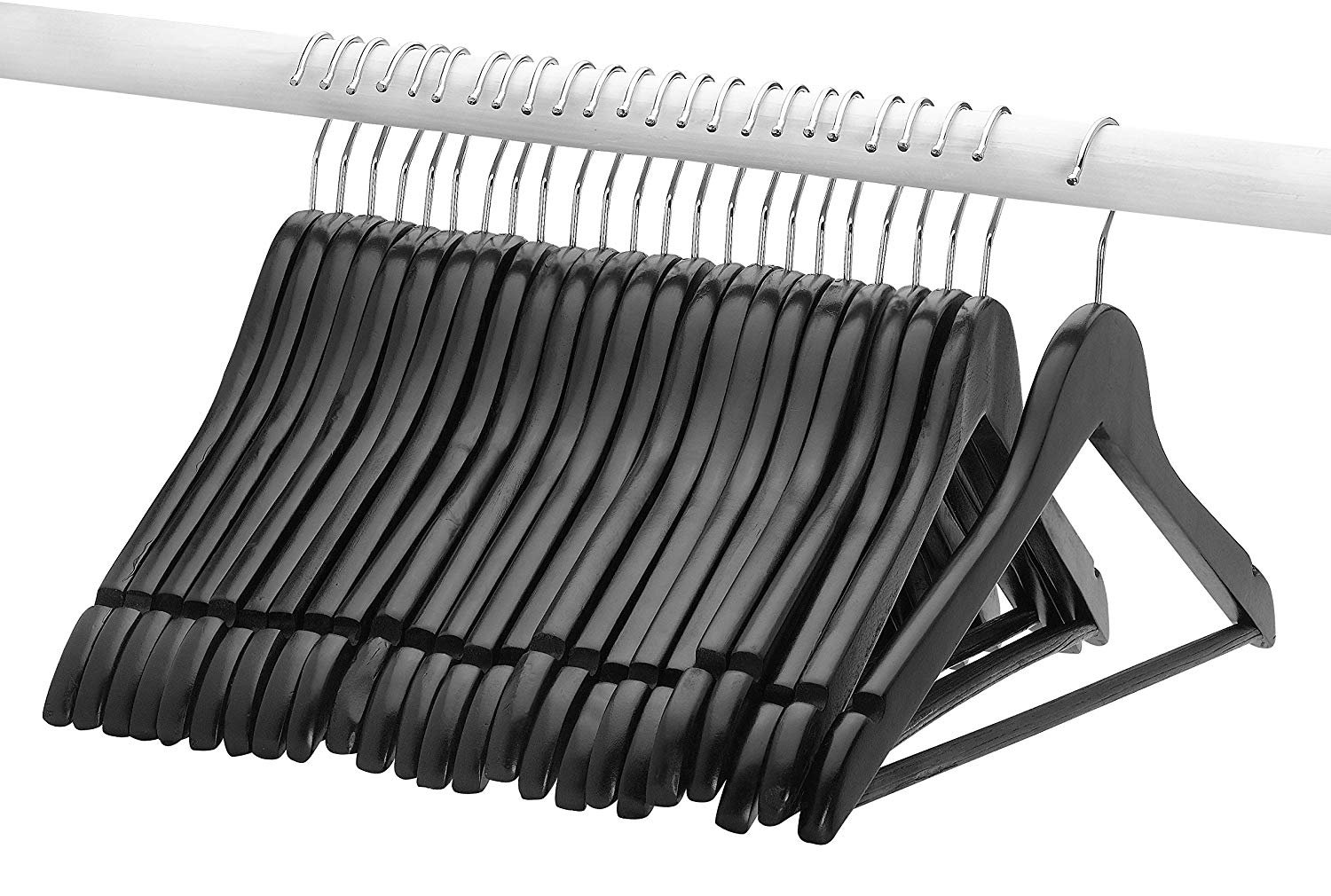 Premium Black Wooden Hangers (Set of 10) - Heavy Duty Clothes Hangers for Closet Organization - Ideal for Dresses, Coats, Suits & Home Storage