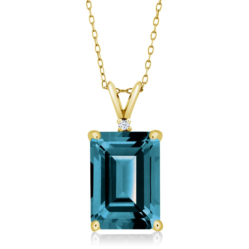 9.52 Ct London Blue Topaz Pendant Necklace - 18K Yellow Gold Plated Sterling Silver with Chain - Elegant Gemstone Jewelry for Women, Gift for Anniversary, Birthday & Special Occasions