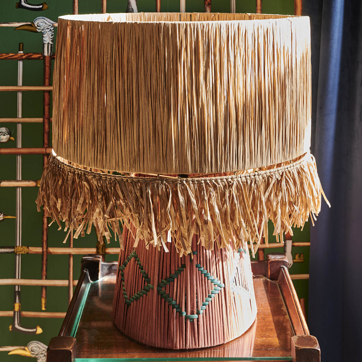 Kip Co Como Rafia Lamp - Handwoven Natural Fiber Pendant Light for Boho, Coastal & Farmhouse Decor - Perfect for Living Room, Bedroom & Dining Room Lighting