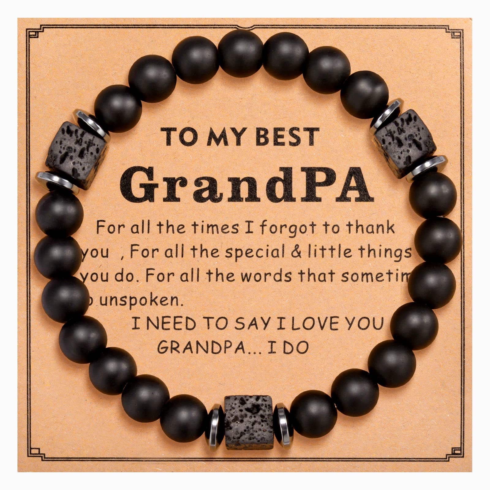 FANCIBAND Natural Stone Bead Bracelet for Men - Perfect Gift for Dad, Grandpa, Stepdad, Boyfriend, Brother | Father's Day, Christmas, Valentine's Day, Birthday, Retirement Gift Idea | Stylish & Meaningful Jewelry for Everyday Wear